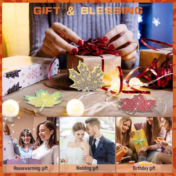 10 Pcs Diamond Art Coasters with Holder, DIY Maple Leaf Diamond Painting Coaster - Picture 7 of 7